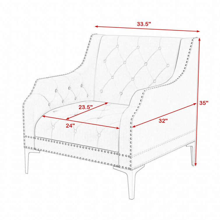 House of Hampton® Dutch Plush Upholstered Sofa Chair with Metal Legs and Button Tufted Back